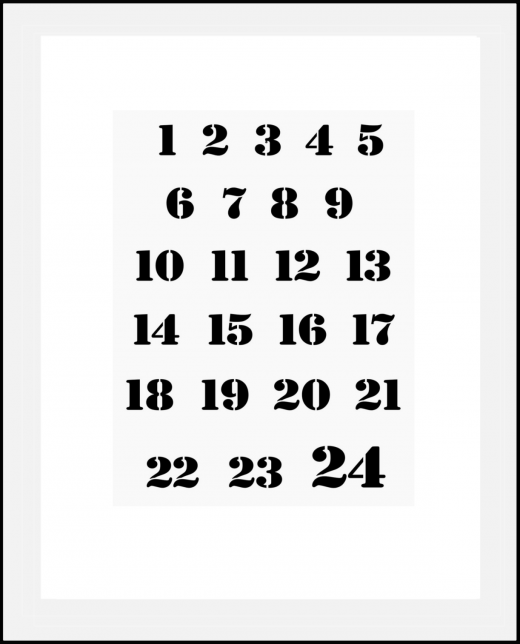 Schablone Adventskalender Zahlen -  1cm -1,5cm