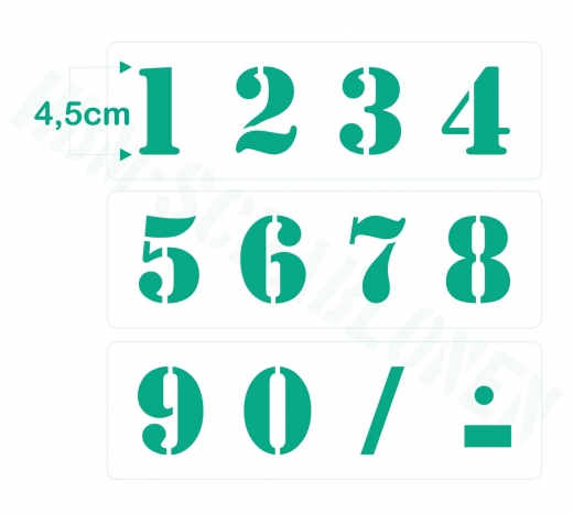 Zahlen 0-9 ca. 4,5cm hoch Zahlen-Schablone Nr.5