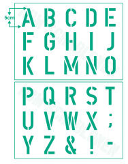 Schrift-Schablone Druck-Buchstaben 5cm Alphabet groß Nr.35