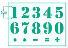 Zahlenschablone Nr.5 ● Zahlen 1-0 und Sonderzeichen ca. 5cm