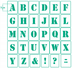 Buchstaben 7cm hoch ● Schrift-Schablonen-Set Nr.5 ● 30 einzelne Schablonen