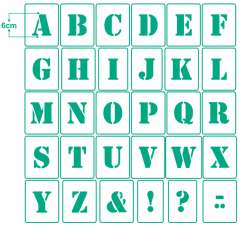 Buchstaben 6cm hoch ● Schrift-Schablonen-Set Nr.5 ● 30 einzelne Schablonen