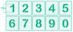 Zahlen 15cm hoch 0-9 ● Zahlen-Schablonen-Set Nr.2 ● 10 einzelne Schablonen