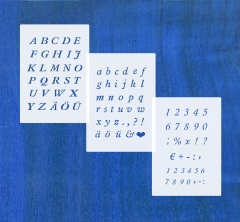 Schablone, Kunststoffplatte 15x21cm, Kleine Alphabet Buchstaben, für  Scrapbooking