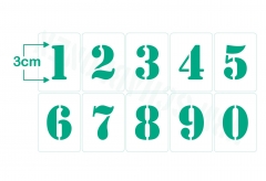 Zahlen 3cm hoch 0-9 ● Zahlen-Schablonen-Set Nr.5 ● 10 einzelne Schablonen 0-9