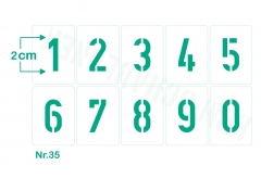 Zahlen 2cm hoch 0-9 ● Zahlen-Schablonen-Set Nr.35 ● 10 einzelne Schablonen